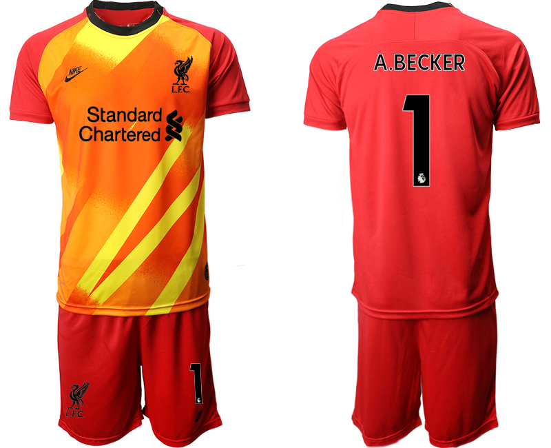 Men 2020-2021 club Liverpool goalkeeper red #1 Soccer Jerseys->liverpool jersey->Soccer Club Jersey